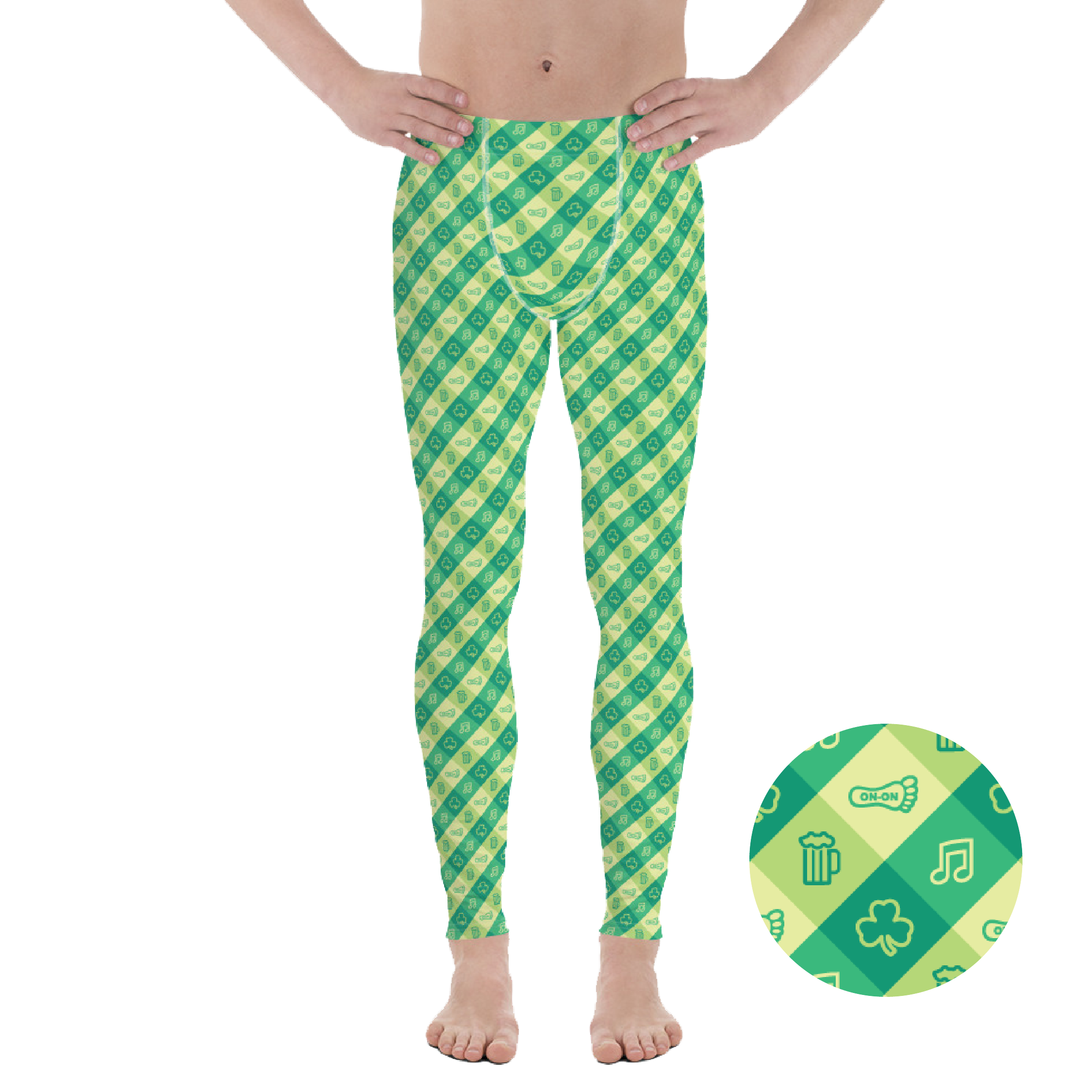 Green Dress Pattern - product images-04 Green Dress Run Pattern Men's Leggings